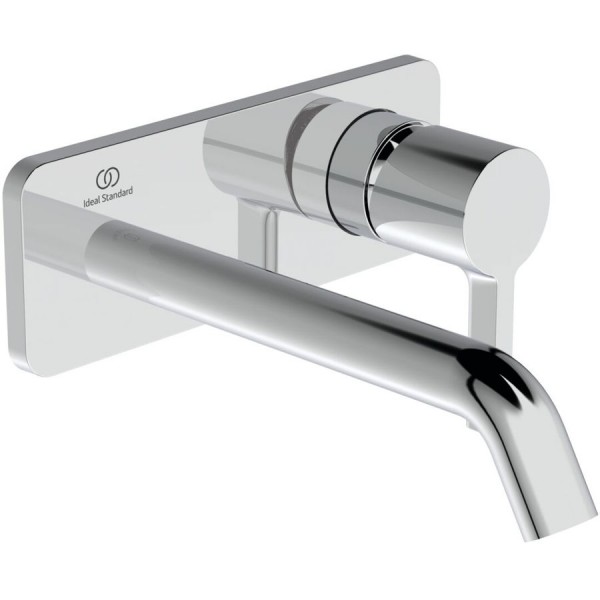 Wash basin tap Wall-mounted - external part mixer With plate Without waste, color: Chrome 18cm material: Brass surface: Glossy Wall-mounted - external part