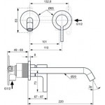 Wash basin tap Wall-mounted - external part 2 holes mixer Without waste, color: Grey Magnetic Grey, 22cm material: Brass surface: Brushed Wall-mounted - external part