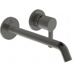 Wash basin tap Wall-mounted - external part 2 holes mixer Without waste, color: Grey Magnetic Grey, 22cm material: Brass surface: Brushed Wall-mounted - external part