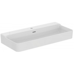 Washbasin Wall-mounted 100x45x16,5 With 1 bowl With hole in the middle With overflow / no pedestal material: Porcelain, color: White surface: Glossy
