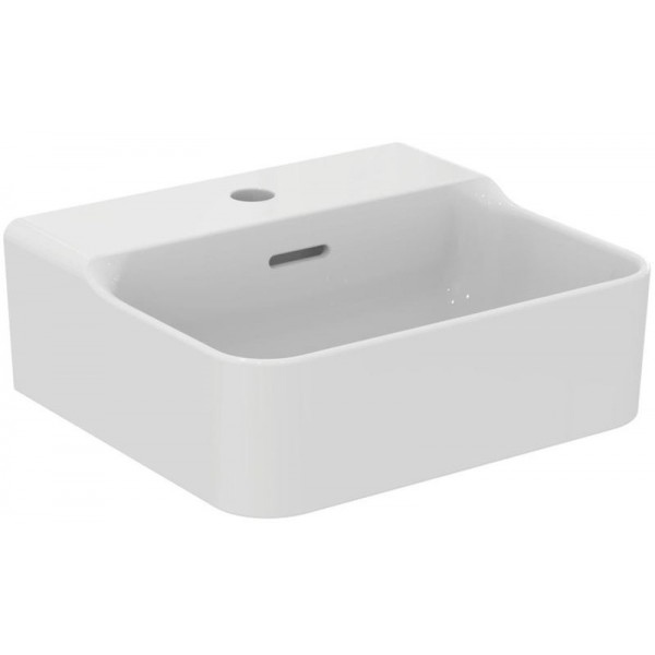 Washbasin Wall-mounted 40x35x16,5 With 1 bowl With hole in the middle With overflow / no pedestal material: Porcelain, color: White surface: Glossy Wall-mounted