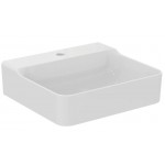 Washbasin Wall-mounted 50x45x14,5 no pedestal / Without overflow With 1 bowl With hole in the middle material: Porcelain, color: White surface: Glossy Wall-mounted Washbasin Wall-mounted 50x45x14,5 no pedestal / Without overflow With 1 bowl With hole in the middle material: Porcelain, color: White surface: Glossy Wall-mounted
