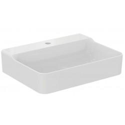 Νιπτήρας επίτοιχος 60x45x14,5 με 1 γούρνα με οπή στη μέση χωρίς κολώνα / χωρίς υπερχείλιση από πορσελάνη, χρώμα: Λευκό επιφάνεια: Γυαλιστερή