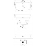 Νιπτήρας ελευθέρας τοποθέτησης 76x38x14 από πορσελάνη με μία οπή χωρίς υπερχείλιση, χρώμα: Λευκό επιφάνεια: Γυαλιστερή Ελευθέρας τοποθέτησης