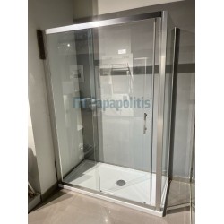 Καμπίνα ντουζιέρας ορθογώνια 134x70x195 6mm συρόμενη σχήματος Π επιφάνεια: Γυαλιστερή, χρώμα: Χρωμέ Ορθογώνιες