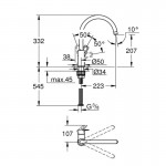 Kitchen tap Deck-mounted material: Brass C-Spout, color: Chrome surface: Glossy Deck-mounted