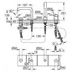 Μπαταρία μπανιέρας επικαθήμενη εξωτερικό μέρος από ορείχαλκο 4 οπών, χρώμα: Χρωμέ επιφάνεια: Γυαλιστερή Επικαθήμενες
