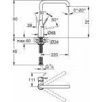 Kitchen tap Deck-mounted material: Brass L-Spout, color: Chrome surface: Glossy Deck-mounted