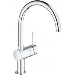 Kitchen tap Deck-mounted material: Brass C spout, color: Chrome surface: Glossy