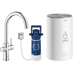 Kitchen tap Deck-mounted material: Brass with water filter & M-Size Boiler, color: Chrome surface: Glossy