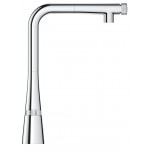 Μπαταρία κουζίνας επικαθήμενη από ορείχαλκο με ντους 1 ροής, L-Spout, χρώμα: Χρωμέ επιφάνεια: Γυαλιστερή Επικαθήμενες