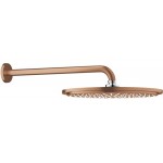 Κεφαλή ντους επίτοιχος τύπος 31x31 από ορείχαλκο 1 ροής & βραχίονας, 310 Brushed Warm Sunset, χρώμα: Ροζ Χρυσό επιφάνεια: Βουρτσισμένη Κεφαλές ντους