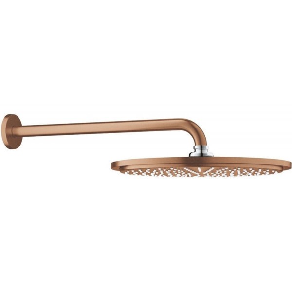 Κεφαλή ντους επίτοιχος τύπος 31x31 από ορείχαλκο 1 ροής & βραχίονας, 310 Brushed Warm Sunset, χρώμα: Ροζ Χρυσό επιφάνεια: Βουρτσισμένη Κεφαλές ντους