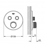 Μπαταρία ντουζιέρας εντοιχιζόμενη εξωτερικό μέρος 2 εξόδων από ορείχαλκο θερμοστατική με ξεχωριστές εξόδους με πλακέτα Supersteel, χρώμα: Χρωμέ επιφάνεια: Βουρτσισμένη Εντοιχιζόμενες εξωτερικό μέρος