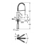 Μπαταρία κουζίνας επικαθήμενη από ορείχαλκο με ντους 2 ροών, Supersteel, χρώμα: Χρωμέ επιφάνεια: Βουρτσισμένη Επικαθήμενες