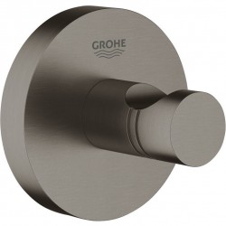 Hook Flat wall mounted material: Brass single brushed hard graphite, color: Grey surface: Brushed Hooks