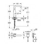 Wash basin tap Deck-mounted electronic L size material: Brass Without waste, color: Chrome surface: Glossy Deck-mounted