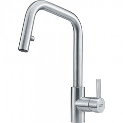 Kitchen tap Deck-mounted material: Inox with shower pull down spray, color: Chrome surface: Brushed