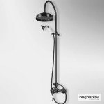 Shower tap with showerpipe and overhead shower Wall-mounted material: Brass mixer, color: Black surface: Matt Wall-mounted exposed with showerpipe and overhead shower Shower tap with showerpipe and overhead shower Wall-mounted material: Brass mixer, color: Black surface: Matt Wall-mounted exposed with showerpipe and overhead shower