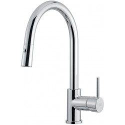 Μπαταρία κουζίνας επικαθήμενη από ορείχαλκο με ντους 2 ροών (shower / spray), χρώμα: Χρωμέ επιφάνεια: Γυαλιστερή Επικαθήμενες