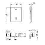 Πλακέτα εντοιχιζόμενου καζανακίου stainless steel, Ηλεκτρονική (Infra-Red electronic) από inox με φωτοκύτταρο μονής ενέργειας, χρώμα: Χρωμέ επιφάνεια: Βουρτσισμένη Πλακέτες
