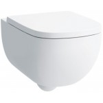 Wall-mounted toilet & toilet seat soft closing, style: Wrapover hidden fixation with rim 54x36 surface: Glossy, color: White Wall-mounted