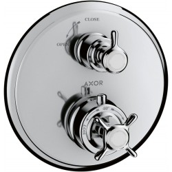 Shower tap Wall-mounted external part 1 way material: Brass thermostatic With plate without hand shower, hose and holder, color: Chrome surface: Glossy Wall-mounted - external part