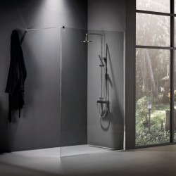 Shower enclosure Linear 130x200 8mm fixed Safe Clean glass surface: Glossy, color: Chrome Linear