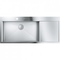 Νεροχύτης ανοξείδωτος 116x52 από inox επιφάνεια: Σατινέ με πάγκο δεξιά ένθετος 1 γούρνα AISI 304, χρώμα: Χρωμέ Ανοξείδωτοι