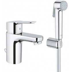 Wash basin tap Deck-mounted material: Brass S size with hand shower With pop-up waste set S-Size, color: Chrome surface: Glossy
