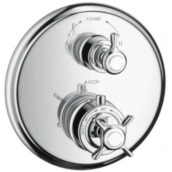 Shower tap Wall-mounted external part 2 way material: Brass mixer With plate without hand shower, hose and holder, color: Chrome surface: Glossy Wall-mounted - external part