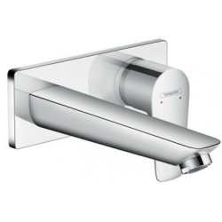 Wash basin tap Wall-mounted - external part mixer With non-closing waste set With plate, color: Chrome 16,5cm material: Brass surface: Glossy