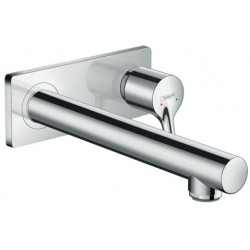 Wash basin tap Wall-mounted - external part mixer With non-closing waste set With plate, color: Chrome 22,5cm material: Brass surface: Glossy Wall-mounted - external part