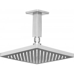 Κεφαλή ντους οροφής 20x20 από ABS 1 ροής με βραχίονα 10cm, χρώμα: Χρωμέ επιφάνεια: Βουρτσισμένη Κεφαλές ντους