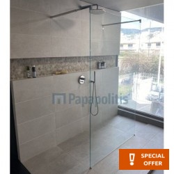 Καμπίνα ντουζιέρας ευθύγραμμη 120x200 8mm σταθερή E Series, κρύσταλλο επιφάνεια: Γυαλιστερή, χρώμα: Χρωμέ Ευθύγραμμες