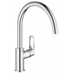 Kitchen tap Deck-mounted material: Brass C-Spout, color: Chrome surface: Glossy Deck-mounted