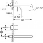 Μπαταρία νιπτήρος εντοιχιζόμενη - εξωτερικό μέρος 2 οπών αναμεικτική χωρίς βαλβίδα, χρώμα: Χρυσό 23cm από ορείχαλκο επιφάνεια: Βουρτσισμένη Εντοιχιζόμενες εξωτερικό μέρος