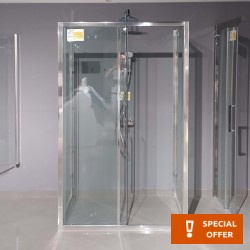 Καμπίνα ντουζιέρας ορθογώνια 120x80x195 6mm συρόμενη πλήρης PSC120 & L80 (117-122/77-82), επίστρωση Ideal Clean, διάφανο κρύσταλλο επιφάνεια: Γυαλιστερή, χρώμα: Χρωμέ Ορθογώνιες