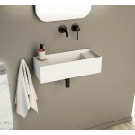Washbasin Wall-mounted 55x22x15 55 WM no pedestal With 1 bowl Without hole material: Solid Surface, color: White surface: Matt Wall-mounted