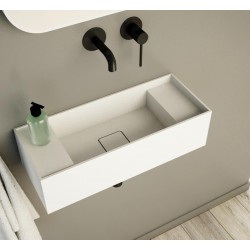 Washbasin Wall-mounted 55x22x15 55 WM no pedestal With 1 bowl Without hole material: Solid Surface, color: White surface: Matt Wall-mounted
