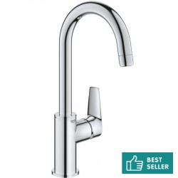 Wash basin tap Deck-mounted L size material: Brass mixer With push-open waste set, color: Chrome surface: Glossy Deck-mounted