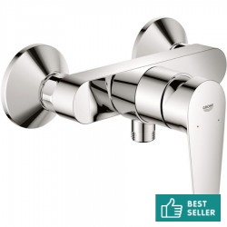 Shower tap Wall-mounted exposed material: Brass mixer without hand shower, hose and holder, color: Chrome surface: Glossy