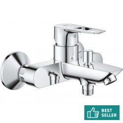 Bathtub tap Wall-mounted exposed material: Brass without hand shower, hose and holder New mixer, color: Chrome surface: Glossy