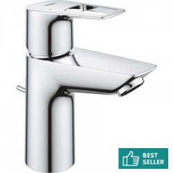 Wash basin tap Deck-mounted material: Brass mixer With pop-up waste set Μ size New, S-Size, Temperature limiter, color: Chrome surface: Glossy Deck-mounted