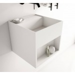 Washbasin Wall-mounted 30x30x28 30 SH no pedestal / Without overflow With 1 bowl Without hole material: Solid Surface, color: White surface: Matt Wall-mounted