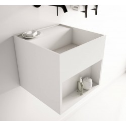 Washbasin Wall-mounted 30x30x28 30 SH no pedestal / Without overflow With 1 bowl Without hole material: Solid Surface, color: White surface: Matt Wall-mounted