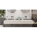 Νιπτήρας επίτοιχος 150x45x16 150 D με 2 γούρνες χωρίς κολώνα / χωρίς υπερχείλιση χωρίς οπή  από solid surface, χρώμα: Λευκό επιφάνεια: Ματ Επίτοιχοι
