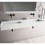 Νιπτήρας επίτοιχος 150x45x16 150 D με 2 γούρνες χωρίς κολώνα / χωρίς υπερχείλιση χωρίς οπή  από solid surface, χρώμα: Λευκό επιφάνεια: Ματ Επίτοιχοι