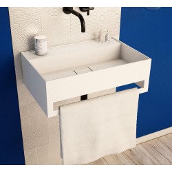 Washbasin Wall-mounted 60x40x20 60 TB no pedestal With 1 bowl Without hole material: Solid Surface, color: White surface: Matt
