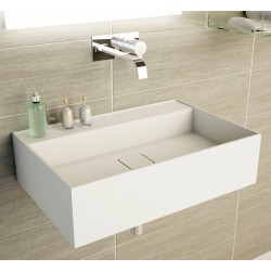 Washbasin Wall-mounted 60x40x16 60 WM no pedestal / Without overflow With 1 bowl Without hole material: Solid Surface, color: White surface: Matt